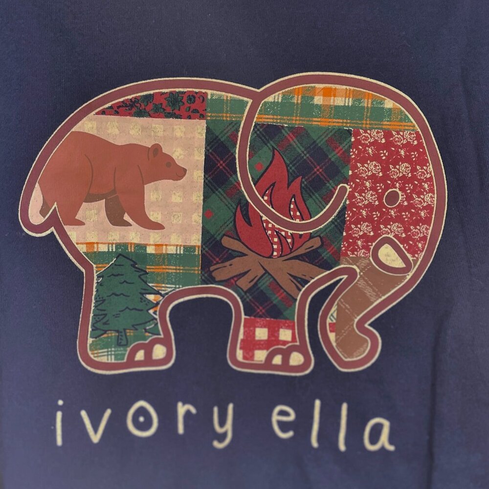 NEW Ivory Ella Womens Cozy Quilt Elephant Oversized Hoodie Sweatshirt NWT M Navy - Picture 2 of 10